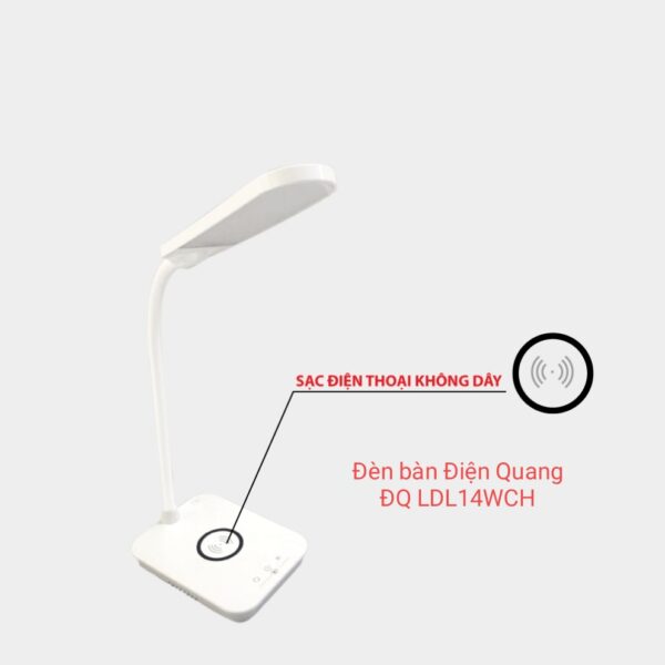 Đèn bàn LED bảo vệ thị lực Điện Quang ĐQ LDL14 WCH 15W – Tích hợp đế sạc không dây chuẩn Qi
